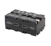 Jadpes Double Face NP F Adaptateur de Batterie Factice, efficacité de 96% | Affichage numérique de la tension, matériau ABS, compatibilité Type-C, connexion sécurisée