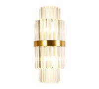 Jadssox Applique murale en cristal doré, éclairage mural moderne à 2 lumières en verre cristal - Douille E14, luminaires muraux en verre en acier inoxydable pour salle de bain, chambre à coucher, salo