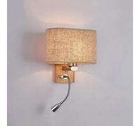 Jadssox Applique Murale en Tissu Lampe de Lecture Murale en Bois Lampe de Lecture Murale de Chevet, Tête de Lit à Col de Cygne Flexible Luminaire Chrome Appliques pour Chambre Salon