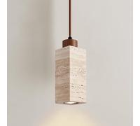 Jadssox Mini Suspension en travertin Naturel, Lampe Suspendue avec Abat-Jour en Pierre Naturelle - Douille E27, Lampe à Suspension en travertin Wabi-Sabi, luminaires Suspendus pour îlot de Cuisine et