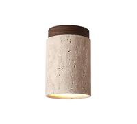 Jadssox Plafonnier En Travertin Jaune Plafonnier Nordique En Bois Éclairage Semi-encastré Japonais Wabi-Sabi, E27 Proche Des Plafonniers For Couloir Escalier D'entrée(Walnut)