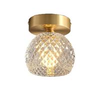 Jadssox Plafonnier Semi-encastré, luminaire Moderne Proche du Plafond avec Abat-Jour en Verre, éclairage d'intérieur doré pour Couloir, plafonnier en Laiton brossé pour Porche