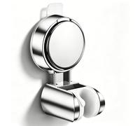 JADUFHU Support de pomme de douche à ventouse argenté, orientable et réglable, fixation murale sans perçage, amovible et réutilisable pour salle de bain