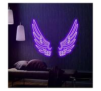 Jaeooai D'Ambiance Apaisante Lampe Enseigne Lumineuse Au Néon avec Ailes d'ange, Idéale pour La Décoration Murale d'un Décoration murale au néon(A,35cmx70cm)