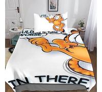 Jaerb Garfield Housse De Couettes Imprimé en Microfibre 3D Parure De Lit 2 Pièces Anime Ensemble De Literie avec Taies d'oreiller,pour Adultes Et Enfants Single（135x200cm）