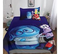 Jaerb Inside Out 2 Pièces Sets Housse De Couette Taies d'oreiller 3D Anime Microfibre Literie Parure De Lit Linge De Lit avec Fermeture Éclair pour Enfants Adolescents Single(135x200cm)