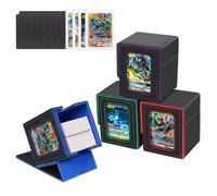 Jaffzora 4 Pièces Boîte de Deck Magnétique MTG Commander, Étui en Cuir PU pour Cartes à Collectionner TCG, Peut contenir 100 Cartes sous Double Protection par boîte, Noir-Rouge/Vert/Violet/Bleu