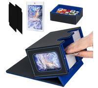 Jaffzora Boîte de rangement pour cartes MTG Commander, grande boîte de rangement pour cartes à collectionner, TCG, peut contenir 150 cartes à double pochette, noir et bleu