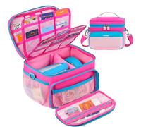 Jaffzora Étui de transport compatible avec Yoto Player 3ème génération, sac de rangement de voyage pouvant contenir 30 cartes pour haut-parleurs audio et accessoires de casque, rose