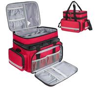 Jaffzora Grand sac de premiers secours avec double couche, fermetures éclair verrouillables et bandoulière - Organiseur médical étanche avec séparateurs amovibles pour fournitures d'urgence