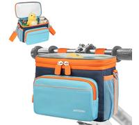 Jaffzora Panier de Vélo Enfant 2-en-1 - Sac de Guidon pour Garçons et Filles, Panier Avant Joli et Résistant à l’Eau avec Bandes Réfléchissantes, Amovible pour Vélo, Trottinette, Tricycle (Bleu)