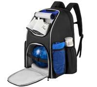 Jaffzora Sac à dos de bowling pour boule simple et accessoires de bowling, convient à une paire de chaussures de bowling jusqu'à la taille 44 pour homme, noir et bleu