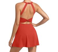 JAFINSY Robe de Tennis pour Femme avec Short intégré et Soutien-Gorge, Rose Rouge, Taille S