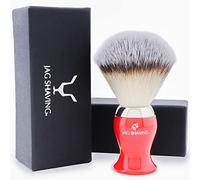 Jag Shaving Blaireau de rasage - Blaireau de rasage synthétique à pointe argentée - Blaireau de rasage pour homme - Pour mousse riche - Design ergonomique (rouge)