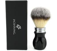 Jag Shaving Blaireau de rasage de qualité supérieure - Élégant blaireau de rasage en poils synthétiques - Manche en résine noire - Manche ergonomique en résine - Pour le rasage de rasoir de sécurité