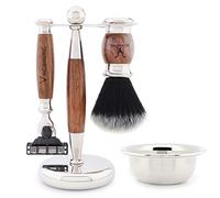 Jag Shaving Kit de rasage - Lot de 4 blaireaux de rasage (synthétique noir avec pointe blanche)