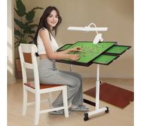 Jagahaha Table de puzzle de qualité supérieure avec angle et tiroirs réglables, planche de puzzle pliable portable pour scie sauteuse de 1000 pièces, lumière LED rechargeable, hauteur réglable,