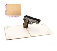 JAGENIE Père Carte de Fête, Carte pour la Fête, Carte 3D Pop Up 3D, Carte de Vœux, Carte de Grâce, Carte D'anniversaire, Carte D'anniversaire, Carte de Saint Valentin Cadeau, Pistolet