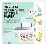 JAGERGREEN 20 Feuilles Papier Autocollant Imprimante A4 100% Transparent (216x279mm) - Vinyle Adhésif pour Jet d'Encre et Laser Non étanche - Autocollants Personnalisables pour Étiquettes, Stickers