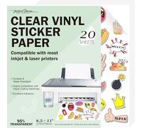 JAGERGREEN 20 Feuilles Papier Autocollant Imprimante A4 95% Transparent (216x279mm) - Vinyle Adhésif pour Jet d'Encre et Laser - Autocollants Personnalisables pour Étiquettes, Stickers