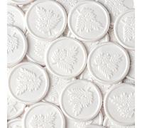 JAGERGREEN 48 Pièces Autocollants de Sceau de Cire pour Mariage, Autocollants Auto-Adhésifs Blancs avec Motif de Branche d'Olive pour Cachetage d'Enveloppes, Emballage de Cadeaux, Noël