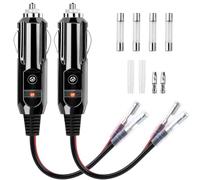 JagFond 2pcs Adaptateur Allume-Cigare Mâle 12V/24V avec Câble 16AWG, Allume Cigares Fiche avec Voyant LED et 15A Fusible, Prise Allume Cigare Universelle pour Moto Voiture Bateau Chargeur Solaire
