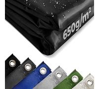 Jago® Bâche de Protection - 3x5m, Imperméable, Durable, Résistant aux Hautes Températures et aux UV, Multi-Usages, Polyester, PVC, Noir - Couverture de Survie, Extérieur, Camping, Bois