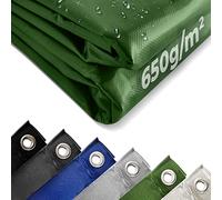 Jago® Bâche de Protection - 4x3m, Imperméable, Durable, Résistant aux Hautes Températures et aux UV, Multi-Usages, Polyester, PVC, Vert - Couverture de Survie, Extérieur, Camping, Bois