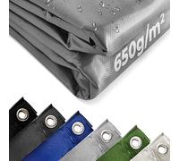 Jago® Bâche de Protection - 4x5m, Imperméable, Durable, Résistant aux Hautes Températures et aux UV, Multi-Usages, Polyester, PVC, Gris - Couverture de Survie, Extérieur, Camping, Bois