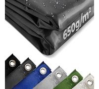 Jago® Bâche de Protection - 4x7m, Imperméable, Durable, Résistant aux Hautes Températures et aux UV, Multi-Usages, Polyester, PVC, Anthracite - Couverture de Survie, Extérieur, Camping, Bois