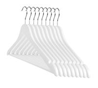 Jago® Cintres en Bois - Lot de 30, Crochet Pivotant à 360°, Longueur 44,5 cm, avec Barre Antiglisse et Encoches, Blanc - Porte-Manteau pour Pantalons, Jupes, Vestes, Chemises