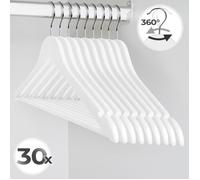 Jago® Cintres en Bois - Lot de 30, Crochet Pivotant à 360°, Longueur 44,5 cm, Blanc - Cintres pour Pantalons, Jupes, Vestes, Chemise