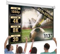 Jago® Écran de Projection 203x203cm - 113 Pouces,Enroulable,Formats 1:1/4:3/16:9 - Toile de Projecteur, Home Cinema, Vidéoprojecteur