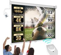 Jago® Ecran de Projection Motorisé - Choix de la Taille, HDTV, Formats 4:3/16:9, Gain 1.0, Réglable, Télécommande, Fixation Murale/Plafond - Toile Videoprojecteur, Home Cinéma (152x152 cm)