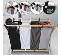 Jago® Panier À Linge Pliable À Lessive Corbeille Bac Sac Trieur 4 Compartiments