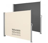 Jago® Paravent Extérieur Rétractable - 500x160/180/200cm, Imperméable, Protection UV, Enroulement Automatique - Auvent Store Latéral, Brise-Vue, Abri Soleil, Jardin, Balcon (200x500 cm, Beige)