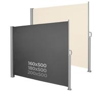 Jago® Paravent Extérieur Rétractable - 500x160/180/200cm, Imperméable, Protection UV, Enroulement Automatique - Auvent Store Latéral, Brise-Vue, Abri Soleil, Jardin, Balcon (180x500 cm, Anthracite)