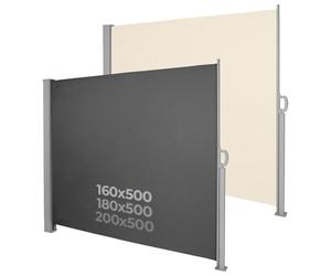 Jago® Paravent Extérieur Rétractable - 500x160/180/200cm, Imperméable, Protection UV, Enroulement Automatique - Auvent Store Latéral, Brise-Vue, Abri Soleil, Jardin, Balcon (180x500 cm, Anthracite)