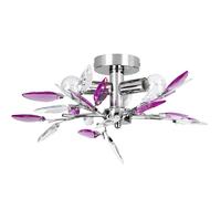 Jago® Plafonnier - 3 Ampoules de Max. 40 W, E14, LED, Design : Feuilles Acryliques Transparentes ou Lilas - Lustre, Lampe de Plafond, Luminaire pour Salon, Chambre (Lilas)