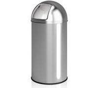 Jago® Poubelle Push - en Acier Inoxydable, 50 L, Couvercle Basculant, 35 x 75 cm, Argenté - Corbeille Métallique pour Cuisine, Bureau, Salle de Bain, à Papier Argent G