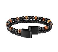 jagosen Bracelet Homme Pierre Cuir Bracelet Homme Naturelle Personnalisé Bracelet Oeil De Tigre Homme Original Bracelet Magnetique Homme Anniversaire Cadeau Amoureux pour Homme Tigereye
