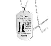 jagosen Chaine Acier Inoxydable Pendentif Collier Homme Dog Tag Collier À Mon Fils Inspirants Chaine Argent Bijoux Homme Cadeaux Danniversaire Pour Fils mum