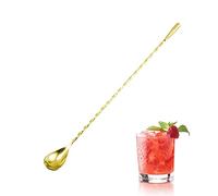 Jagowa 1 cuillère à mélanger en acier inoxydable de 30 cm avec extrémité en forme de larme en forme de goutte - Cuillère à cocktail à long manche pour usage domestique (doré)