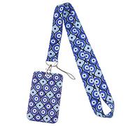 Jagowa 1 lanière robuste en polyester pour carte d'identité, porte-clés, appareil photo avec fermoir mousqueton pour enseignants, étudiants, enfants (bleu)