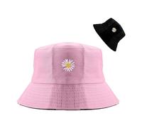 Jagowa Chapeau bob réversible avec marguerite et fleur de pêcheur pour activités de plein air, plage, pour femme, rose, Taille Unique