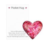 Jagowa Jeton de poche, petit cœur câlin de poche avec carte et boîte, ornement souvenir pour amis, cadeau chaleureux pour anniversaire, Saint-Valentin (rose)