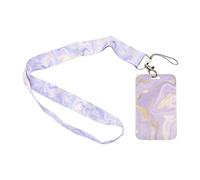 Jagowa Lanière avec étui rigide pour cartes - Porte-nom en marbre grain - Porte-badge - Tour de cou - Étui pour cartes (violet)