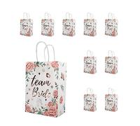Jagowa Lot de 10 sacs en papier avec poignée pour enterrement de vie de jeune fille Doré rose