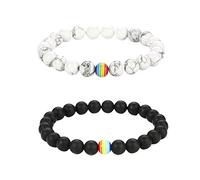 Jagowa Lot de 2 bracelets arc-en-ciel Pride LGBT pour couple