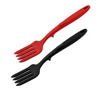 Jagowa Lot de 2 fourchettes de cuisine en silicone résistantes à la chaleur, multifonctionnelles, antiadhésives, rouge et noir